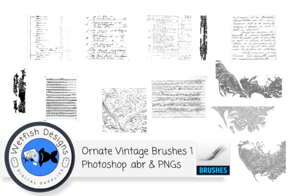 12 High Resolution Vintage Brushes for Design