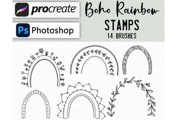 Boho Rainbow Stamps Procreate Photoshop: Elevating Digital Art with Vibrant Texture