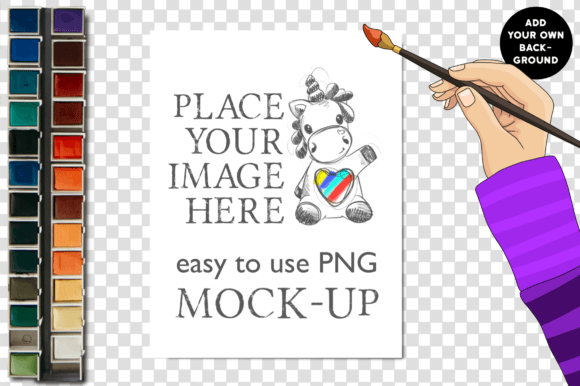 Book Page Mockup 8.5x11 Hands Brushes