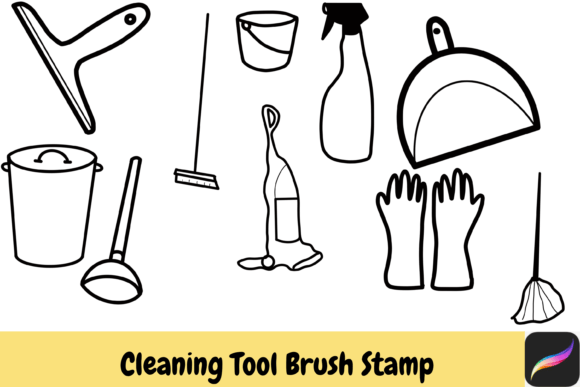 Cleaning Tool Procreate Brush Stamps