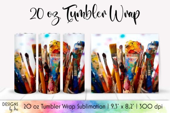 Paint Brushes Tumbler Wrap Sublimation Guide