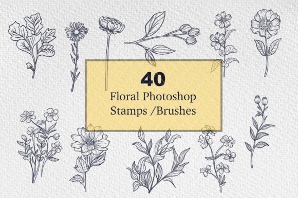 Photoshop - 40 Flower Stamps Brushes: A Workflow Guide for Artists and Designers